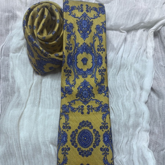 Versace Gold and Blue Men's Tie - Picture 1 of 3